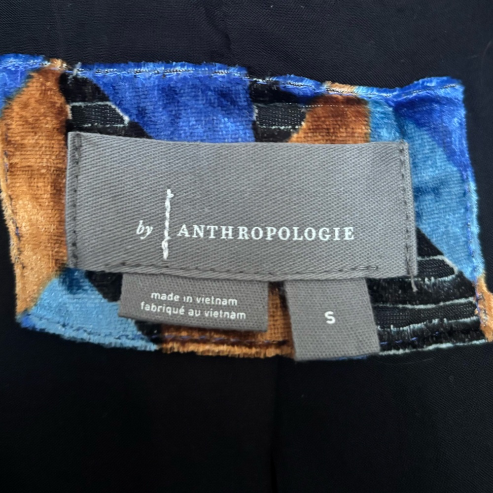 Anthropologie Somerset Mini Dress Velvet Geometric Blue Rust Motif Size Small - Picture 9 of 11